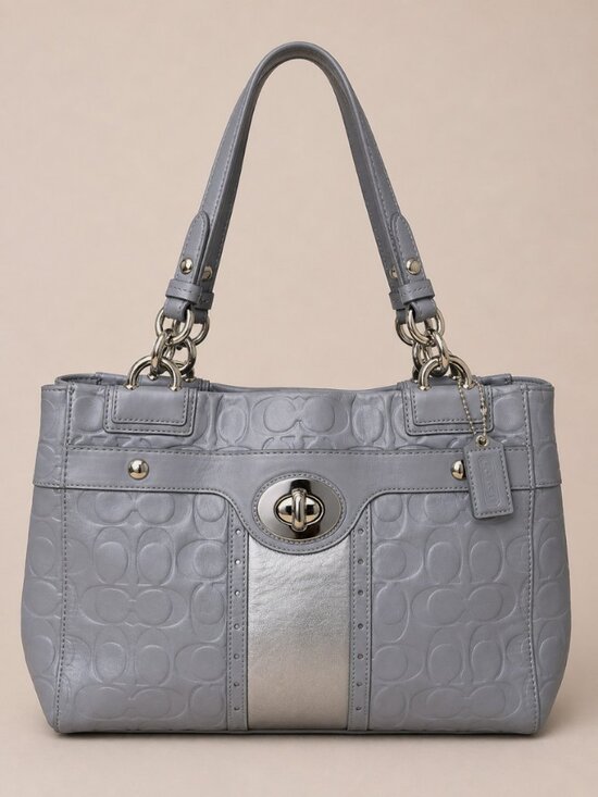 Coach Handbags - Coach Penelope Embossed Leather Satchel Gray 16577 Turnlock EUC